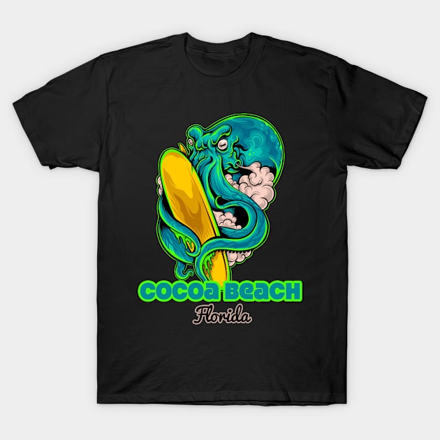 Cocoa Beach Florida octopus surf T-Shirt by LiquidLine